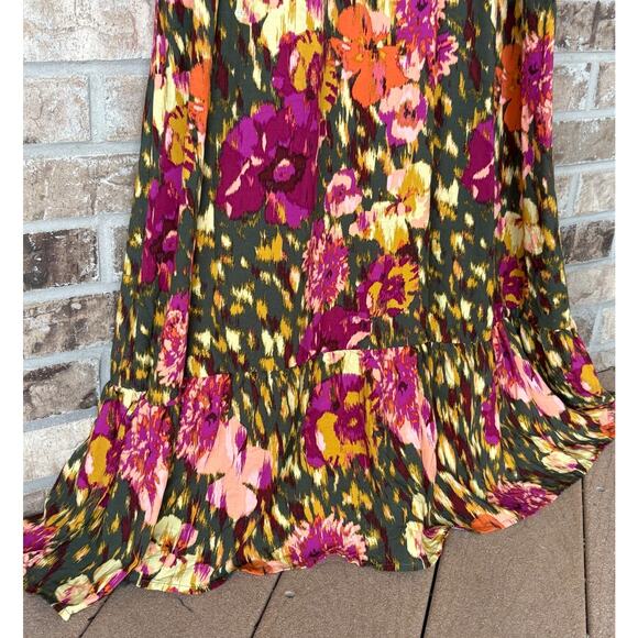 Terra & Sky 1X Floral Babydoll Maxi Dress Empire Waist Boho Peasant Cottagecore - Picture 7 of 12